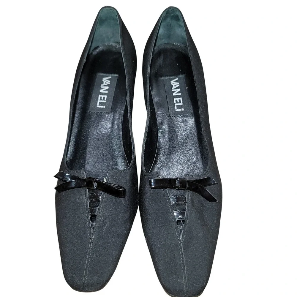 Van Eli Women Square Toe Spool Heel Pumps‎ Work Events Minimalist 7N Goth Witchy